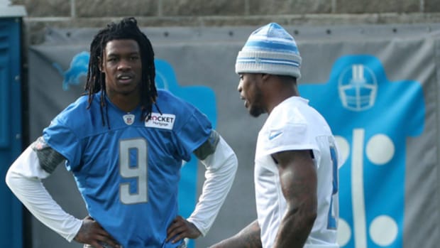 Detroit Lions safety C.J. Gardner-Johnson speaks with Jameson Williams